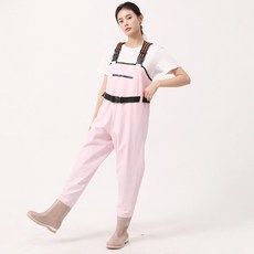 여성용가슴장화 방수 갯벌체험 해루질 바지 장화 낚시 논슬립장화, 230, 라이트핑크 230, 라이트핑크
