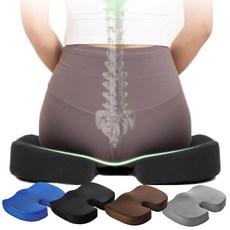 포더원 허리보호 힙업방석 메모리폼 엉덩이 쿠션 꼬리뼈 자세교정 방석, 브라운
