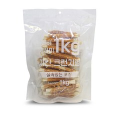 테비사사미 치킨 크런치껌 1kg 강아지 간식 대용량 1kg, 1개 - 테비사사미