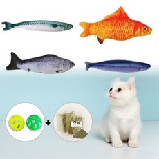 퍼피가드 캣닢 캣잎 생선 물고기 쿠션 인형 4종세트 고양이 장난감