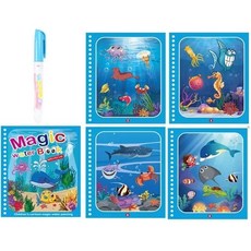 몬테소리 펜으로 마법의 물 책 어린이 색칠하기 그리기 2 4 세 학습 교육 장난감 아기, [11] Marine Life