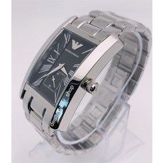 Emporio Armani 엠포리오 아르마니 AR56 실버톤 3mm x 34mm 직사각형 블랙 다이얼 남자시계 2434