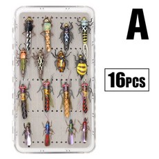  루어 현실적인 플라이 낚시 파리 세트 1618pcs 건식 젖은 파리 곤충 미끼 배스 낚시 구색 플라이 낚시 송어 미끼 키트, A 19-B-15 16PCS 