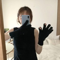따뜻한 장갑 라이딩 학생 모직 커플 퓨어 스크린 컬러 두껍고 여성 스플릿 핑거 니트 겨울, 3, 1개