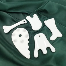 도자기 세라믹 괄사 이중턱 없애기 사각턱 두피 셀룰라이트 마사지 얼굴 경락 기구, 날개
