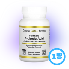 캘리포니아 골드 뉴트리션 CGN R 알파 리포산 R-Lipoic Acid 비오틴 함유 베지캡슐 120정, 1개