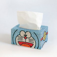 더라이트 DIY 보석십자수 티슈케이스 차량용 티슈박스 20051446 구슬/비즈 키트, 02도라에몽（14.5cm*10.5cm*7.6cm)