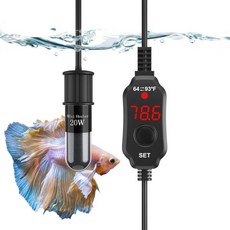 SILICAR 거북이 온도계 히터기 미니 수족관 히터 온도계가 내장된 20W 어항 LED 디스플레이 외부 온도 컨트롤러 잠수용 0.5 1갤런용 Q1637297