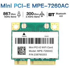 호환가능 듀얼 밴드 무선 와이파이 카드 인텔 7260 7260HMW 1200M 블루투스 40 하프 미니 PCI E 80211AC 24G5Ghz 어댑터 Win10wireless w
