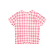 22FW MINI RODINI 미니로디니 키즈 깅엄체크 반팔 티셔츠 핑크 22620114