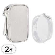 투데이리빙 2p 세트 멀티 디지털 방수 파우치 여행용 충격 보호 보조 배터리 usb 케이블 보관 가방 3단 수납 전자 테크 케이스 휴대용 충전기 다용도 기기 포켓, 2개, R89184B(그레이
