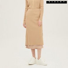 시슬리 골지 우븐 배색 니트 스커트 SAKS02211 BG