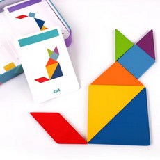 KC인증 원목 칠교 퍼즐놀이 교구 활용카드 110장, 1세트, 1인용, 혼합 퍼즐/큐브/피젯토이 KC인증 원목 칠교 퍼즐놀이 교구 활용카드 110장, 1세트, 1인용, 혼합