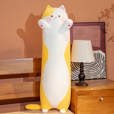 네이처타임즈 모찌 고양이 롱쿠션 바디필로우 인형 긴베개 롱베개 대형 인형, 옐로우