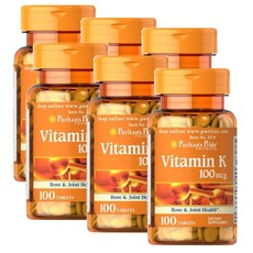 퓨리탄프라이드 비타민 K 100 mcg Puritans Pride Vitamin K Tablets, 6개, 100정