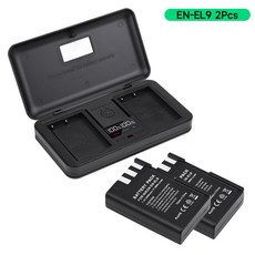 다이펑파워뱅크 코누캠핑가방 올인원파워뱅크 디지털 카메라 배터리 및 LCD 충전기 니콘 MH-23 D40 D40X D60 D3000 D5000 용 PALO EN EL9 EL9A EN, [03] 2 Battery 1 Charger