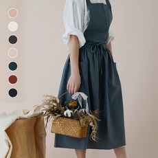 Coroyy 심플한 다용도 원피스 앞치마 주방 공방 꽃집 앞치마, 1개, 베이지