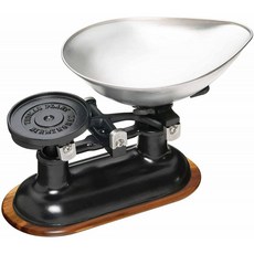 KitchenCraft 자연 요소 나무 스탠드 주철 29.5 x 14.5 x 17.5 cm의 빈티지 스타일 주방 저울 저울, 단일상품