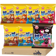 [블루존] 뿌셔뿌셔 7개 세트 (양념치킨맛90g+떡볶이맛90g+불고기맛90g+바베큐맛90g+버터구이오징어맛90g+미니뿌셔바베큐맛55g+미니뿌셔불고기맛55g), 55g
