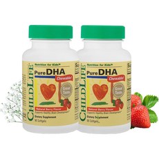 ChildLife 퓨어 DHA 내추럴 베리 맛 츄어블 소프트 젤 캡, 90정, 2개
