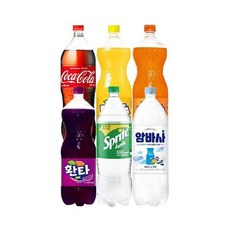 코카콜라+환타오렌지+환타파인애플+환타포도+스프라이트+암바사 1.5L 1개씩, 6개