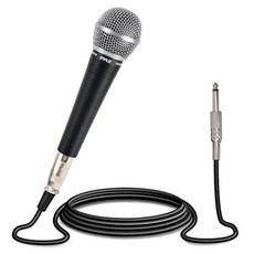Pyle 프로 마이크 블랙 4.6m XLR0.6cm 오디오 단자 연결 25.6cm x 12.7cm 8.3cm PDMIC58 527047, 1팩 527047