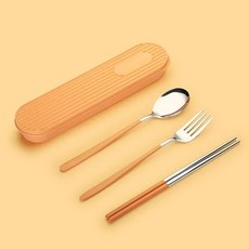 친환경 식기 주방 실버 골드 나이프 포크 스푼 휴대용 커트레이, 4.orange-3pcs, 1개
