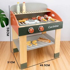 바베큐 놀이 세트 요리 장난감 그릴 캠핑 사칭 원목, CN 바베큐 그릴, 1개