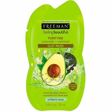 Freeman Clay Mask 프리맨 필링 뷰티풀 퓨리파잉 아보카도 오트밀 클레이 마스크 0.5oz (15ml) 6팩, 1팩