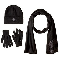 해외1427504 timberland 팀버랜드 남자 Double Layer scarf Cuffed Beanie Magic 장갑 Gift set black
