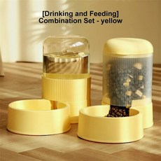 고양이 물 디펜서 개 물병 애완 동물 매직 자동 피더 비 습식 입 주전자 용품, 2L, Assembly Yellow, 1개