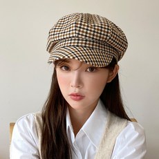 체크팔각모