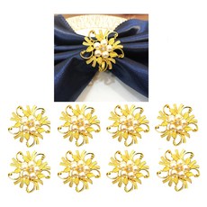 냅킨 링스 진주 꽃 냅킨 버클 펄 실버 골드 웨딩 크리스마스 생신 냅킨 링은 Pearl Flower Napkin Rings Serviette Buckle Gold Silver, 스타일 1-8 PCS