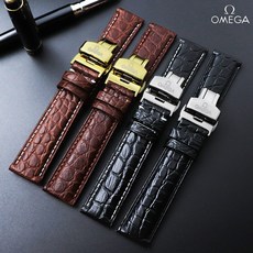 시계줄 대용하다 OMEGA악어가죽 밴드 남녀 omega DeVill해마 시리즈 나비매듭단추 진피