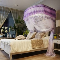 NUBITEL_누비마트_데이스윗 캐노피 침대 모기장 퍼플 150cmx200cm 실내모기장 침대모기장 기둥모기장 침실모기장 안방모기장 모기장실내형 침대방충 침대캐노피모기장 모기장_누, 단일상품임