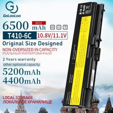 레노버 씽크패드 엣지 배터리 11.1v 6 셀 T410 T420 T520 L420 T510 E40 50 L512 L412 L421 L510 L520 SL410 SL510 W510, 1개, 1) 4400mAh