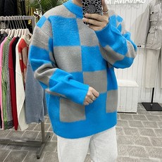 바나나마켓 남자 모헤어 오버핏 체크니트