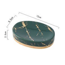 세라믹 비누 접시 황금 석 질감 드레인 홀더 욕실 액세서리 상자 도금 한 도자기 목욕 용품, [02] Green, 1개