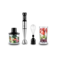 4 In 1 다기능 침수 블렌더 6 단 핸드 헬드 프로세서 털 쵸퍼 및 그라인더 보울 포함, Black, 미국, 1) Black - 미국
