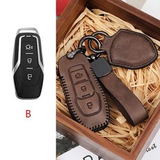 가죽 자동차 키 케이스 커버 포드 Mondeo 샤프 세계 탐색기 황소 자리 폭스 Fruis 머스탱 끈, 04 B brown