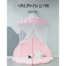 (슬림마켓) 벽걸이 레이스 캐노피 아이방 반원형 텐트 모기장 침대 꾸미기 인테리어 남자아이 여자아이, 120cm, 핑크2