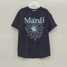[국내정품] 마르디메크르디 2024 출시 칼라_TSHIRT FLOWERMARDI_반팔 티셔츠_블랙 스카이
