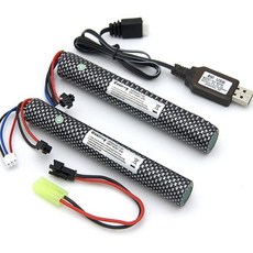 Cuzieey 2pcs 7.4V 2600mAh 젤건 배터리 SM2P 플러그 스플리터 볼용 리포 - SRB1200 SRB400 SRB400-SUB MP5K M4 및 M110