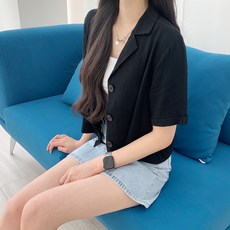 린넨반팔자켓