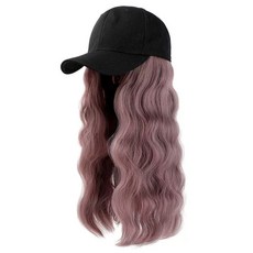 여자 가발 모자 일체형 롱 웨이브 캡 벙거지, 옵션1, 1개