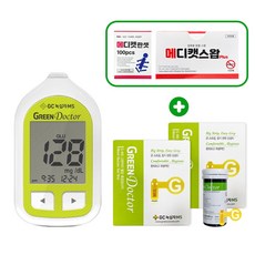 그린닥터 혈당측정기 + 시험지100매 + 채혈침100매 + 알콜솜100매, 그린닥터혈당측정기세트, 1세트 그린닥터세트, 1세트