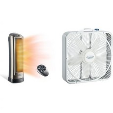 조절 가능한 온도 장치 타이머 및 리모컨이 있는 가정용 라스코 진동 디지털 세라믹 타워 히터 23인치 1500W 실버 755320 8.″L x 7.″W 23″H, Silver_Heater + System