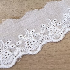 CP007 탐나요 면 자수 레이스 원단 450cm, 꽃자수화이트, 1개