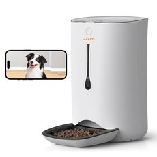 사료디스펜서 WOPET 자동 반려견 1080P HD 7L 반려동물 앱 제어 반려묘를 5G W F 스마트, Creamy white, Camera, 1개