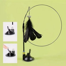 고양이 깃털 스틱 인터랙티브 슈퍼 흡입 새끼 컵 탈착식 교체, 2.black, 1개